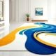 Handcrafted Blue Yellow Wave Living Room Rug
